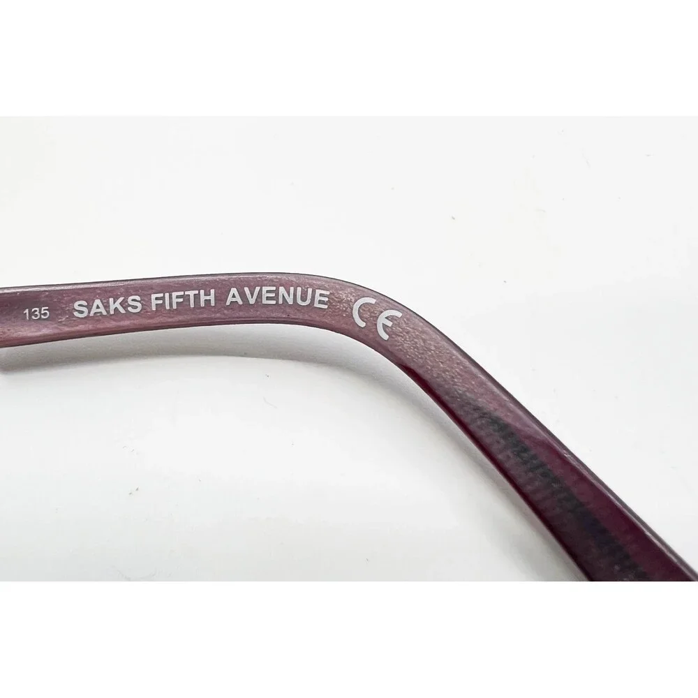 Saks Fifth Avenue Eyeglass Frames Womens Burgundy Filigree Rectangle 54-17-135